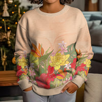 Mahalo Hawaii - Ka Pule a ka Haku Kid Ugly Christmas Sweater Tropical Flowers