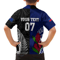 Personalised New Zealand Vs Samoa Rugby Family Matching Short Sleeve Bodycon Dress and Hawaiian Shirt Go Champions LT7 - Polynesian Pride