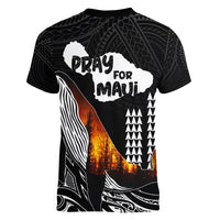 Hawaii Humpback Whale Women V Neck T Shirt Be Strong - Pray For Maui LT7 - Polynesian Pride