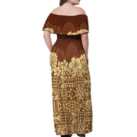 Niue Hiapo Motif Off Shoulder Maxi Dress Tapa Classic