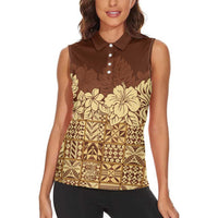 Niue Hiapo Motif Women Sleeveless Polo Shirt Tapa Classic LT7 - Polynesian Pride