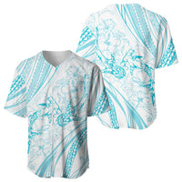 Sharks Couple Dreamy Polynesians Floral Sea Baseball Jersey Turquoise LT7 - Polynesian Pride