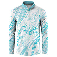 Sharks Couple Dreamy Polynesians Floral Sea Button Sweatshirt Turquoise LT7 Turquoise - Polynesian Pride