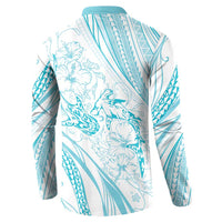 Sharks Couple Dreamy Polynesians Floral Sea Button Sweatshirt Turquoise LT7 - Polynesian Pride