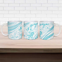 Sharks Couple Dreamy Polynesians Floral Sea Ceramic Mug Turquoise LT7 - Polynesian Pride