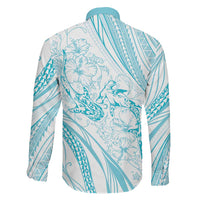 Sharks Couple Dreamy Polynesians Floral Sea Family Matching Tank Maxi Dress and Hawaiian Shirt Turquoise LT7 - Polynesian Pride