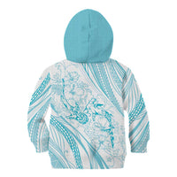 Sharks Couple Dreamy Polynesians Floral Sea Kid Hoodie Turquoise LT7 - Polynesian Pride