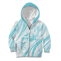 Sharks Couple Dreamy Polynesians Floral Sea Kid Hoodie Turquoise LT7 Zip Hoodie Turquoise - Polynesian Pride