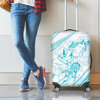 Sharks Couple Dreamy Polynesians Floral Sea Luggage Cover Turquoise LT7 - Polynesian Pride