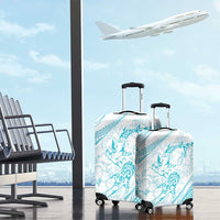 Sharks Couple Dreamy Polynesians Floral Sea Luggage Cover Turquoise LT7 - Polynesian Pride