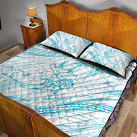 Sharks Couple Dreamy Polynesians Floral Sea Quilt Bed Set Turquoise LT7 - Polynesian Pride
