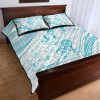 Sharks Couple Dreamy Polynesians Floral Sea Quilt Bed Set Turquoise LT7 - Polynesian Pride