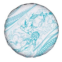 Sharks Couple Dreamy Polynesians Floral Sea Spare Tire Cover Turquoise LT7 - Polynesian Pride