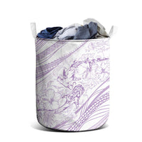 Sharks Couple Dreamy Polynesians Floral Sea Laundry Basket Lilac - Polynesian Pride
