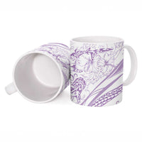 Sharks Couple Dreamy Polynesians Floral Sea Ceramic Mug Lilac - Polynesian Pride