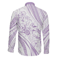 Sharks Couple Dreamy Polynesians Floral Sea Family Matching Mermaid Dress and Hawaiian Shirt Lilac - Polynesian Pride