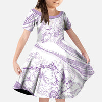 Sharks Couple Dreamy Polynesians Floral Sea Family Matching Off Shoulder Short Dress and Hawaiian Shirt Lilac - Polynesian Pride
