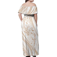 Sharks Couple Dreamy Polynesians Floral Sea Family Matching Off Shoulder Maxi Dress and Hawaiian Shirt Hazel - Polynesian Pride