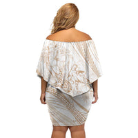 Sharks Couple Dreamy Polynesians Floral Sea Family Matching Off Shoulder Short Dress and Hawaiian Shirt Hazel - Polynesian Pride