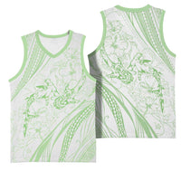 Sharks Couple Dreamy Polynesians Floral Sea Basketball Jersey Emerald - Polynesian Pride