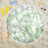 Sharks Couple Dreamy Polynesians Floral Sea Beach Blanket Emerald LT7 One Size 150cm Emerald - Polynesian Pride