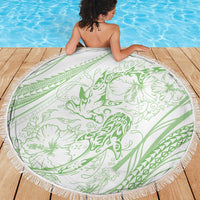 Sharks Couple Dreamy Polynesians Floral Sea Beach Blanket Emerald LT7 - Polynesian Pride
