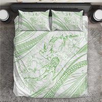Sharks Couple Dreamy Polynesians Floral Sea Bedding Set Emerald LT7 Emerald - Polynesian Pride