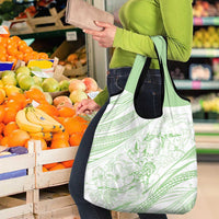 Sharks Couple Dreamy Polynesians Floral Sea Grocery Bag Emerald LT7 - Polynesian Pride
