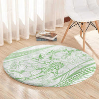 Sharks Couple Dreamy Polynesians Floral Sea Round Carpet Emerald LT7 - Polynesian Pride