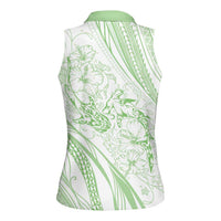 Sharks Couple Dreamy Polynesians Floral Sea Women Sleeveless Polo Shirt Emerald LT7 - Polynesian Pride
