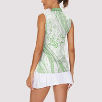 Sharks Couple Dreamy Polynesians Floral Sea Women Sleeveless Polo Shirt Emerald LT7 - Polynesian Pride
