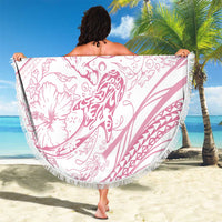 Sharks Couple Dreamy Polynesians Floral Sea Beach Blanket Pink LT7 - Polynesian Pride
