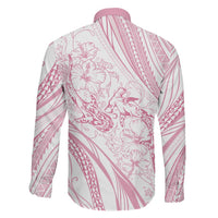 Sharks Couple Dreamy Polynesians Floral Sea Family Matching Off Shoulder Maxi Dress and Hawaiian Shirt Pink - Polynesian Pride