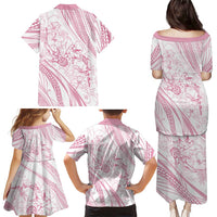 Sharks Couple Dreamy Polynesians Floral Sea Family Matching Puletasi and Hawaiian Shirt Pink - Polynesian Pride