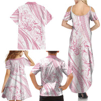 Sharks Couple Dreamy Polynesians Floral Sea Family Matching Summer Maxi Dress and Hawaiian Shirt Pink - Polynesian Pride