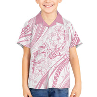 Sharks Couple Dreamy Polynesians Floral Sea Kid Hawaiian Shirt Pink - Polynesian Pride