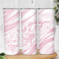 Sharks Couple Dreamy Polynesians Floral Sea Skinny Tumbler Pink LT7 - Polynesian Pride
