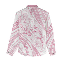 Sharks Couple Dreamy Polynesians Floral Sea Women Casual Shirt Pink LT7 - Polynesian Pride