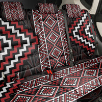 Red Tukutuku Pattern Aotearoa Back Car Seat Cover Niho Taniwha and Puhoro Motifs