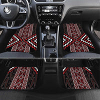 Red Tukutuku Pattern Aotearoa Car Mats Niho Taniwha and Puhoro Motifs