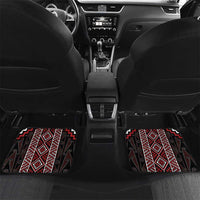 Red Tukutuku Pattern Aotearoa Car Mats Niho Taniwha and Puhoro Motifs