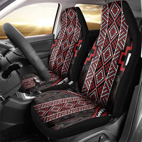 Red Tukutuku Pattern Aotearoa Car Seat Cover Niho Taniwha and Puhoro Motifs