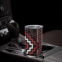Red Tukutuku Pattern Aotearoa Tumbler Cup Niho Taniwha and Puhoro Motifs