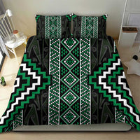 Jade Tukutuku Pattern Aotearoa Bedding Set Niho Taniwha and Puhoro Motifs