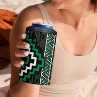 Jade Tukutuku Pattern Aotearoa 4 in 1 Can Cooler Tumbler Niho Taniwha and Puhoro Motifs