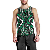 Jade Tukutuku Pattern Aotearoa Men Tank Top Niho Taniwha and Puhoro Motifs