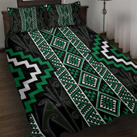 Jade Tukutuku Pattern Aotearoa Quilt Bed Set Niho Taniwha and Puhoro Motifs