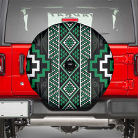 Jade Tukutuku Pattern Aotearoa Spare Tire Cover Niho Taniwha and Puhoro Motifs