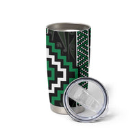 Jade Tukutuku Pattern Aotearoa Tumbler Cup Niho Taniwha and Puhoro Motifs
