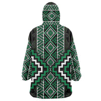 Jade Tukutuku Pattern Aotearoa Wearable Blanket Hoodie Niho Taniwha and Puhoro Motifs